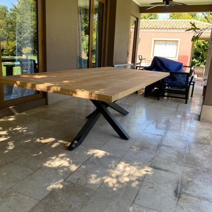 MESA DE COMEDOR FIERRO Y MADERA INDUSTRIAL DA VINCI TERRAZA