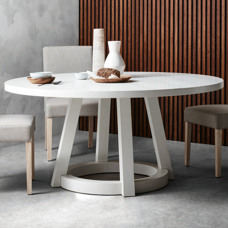 Mesa de comedor redonda en madera modelo Antonia - elegante mesa redonda para comedor, hecha a medida, ideal para espacios modernos y acogedores"